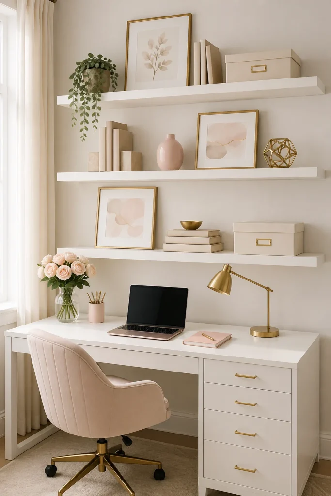 Add Floating Shelves Above the Desk