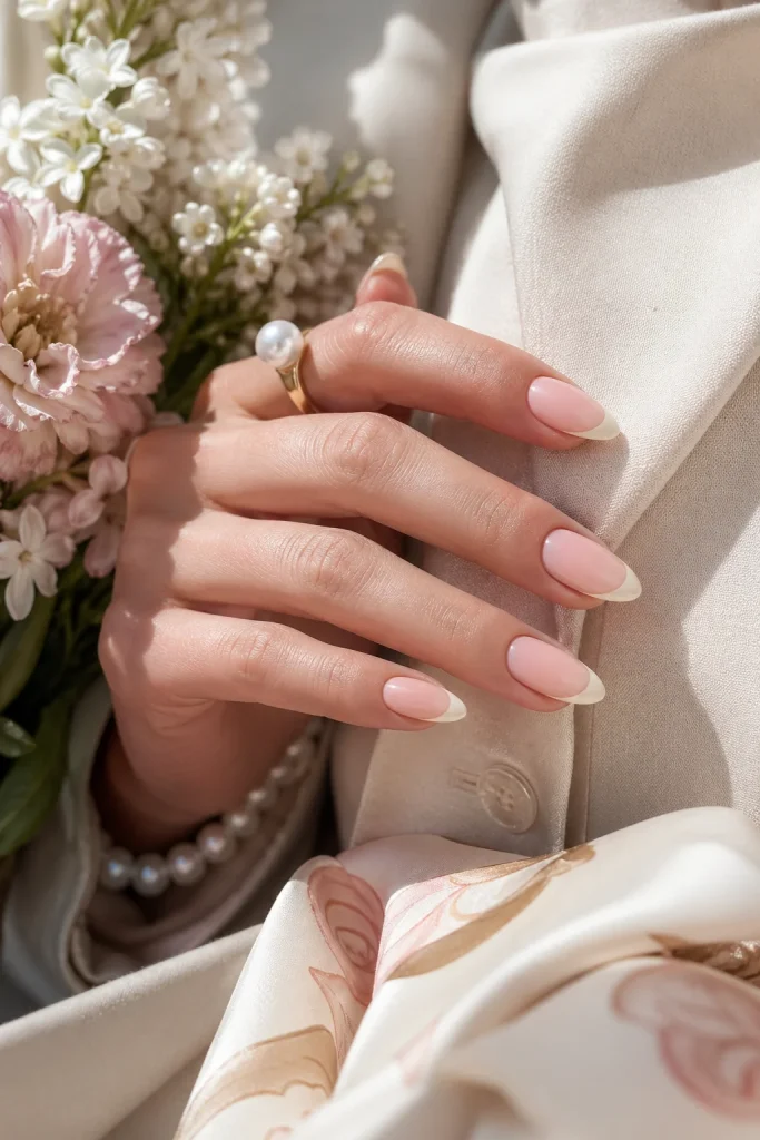 Almond Nails With Cream Tips