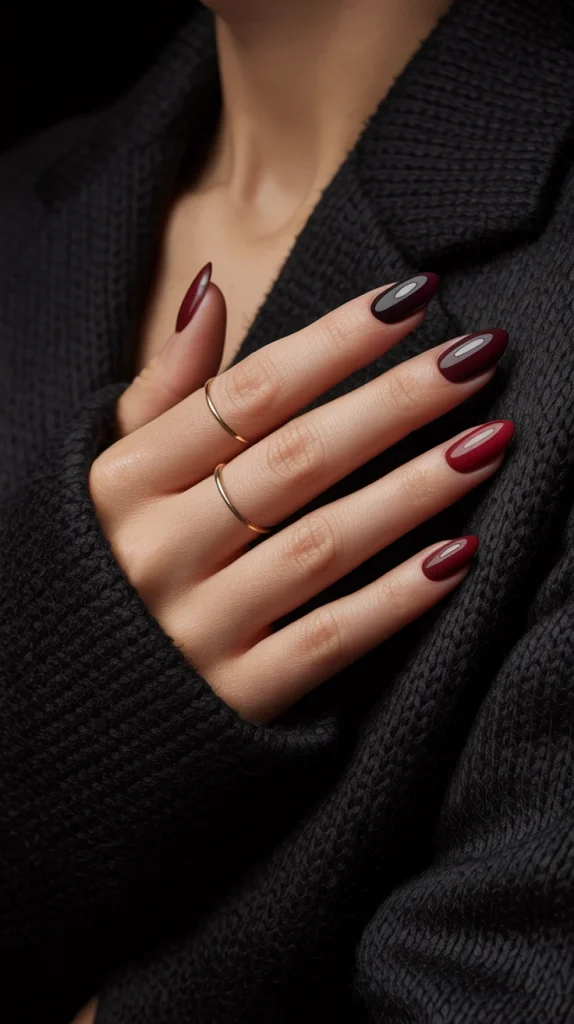 Black Cherry Almond Nails