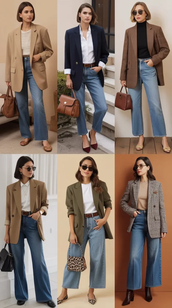 Blazer and Denim Fall Outfits