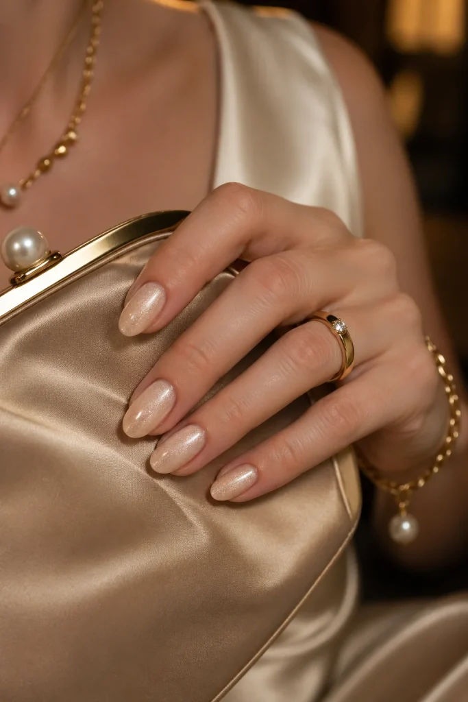 Champagne Shimmer Nails