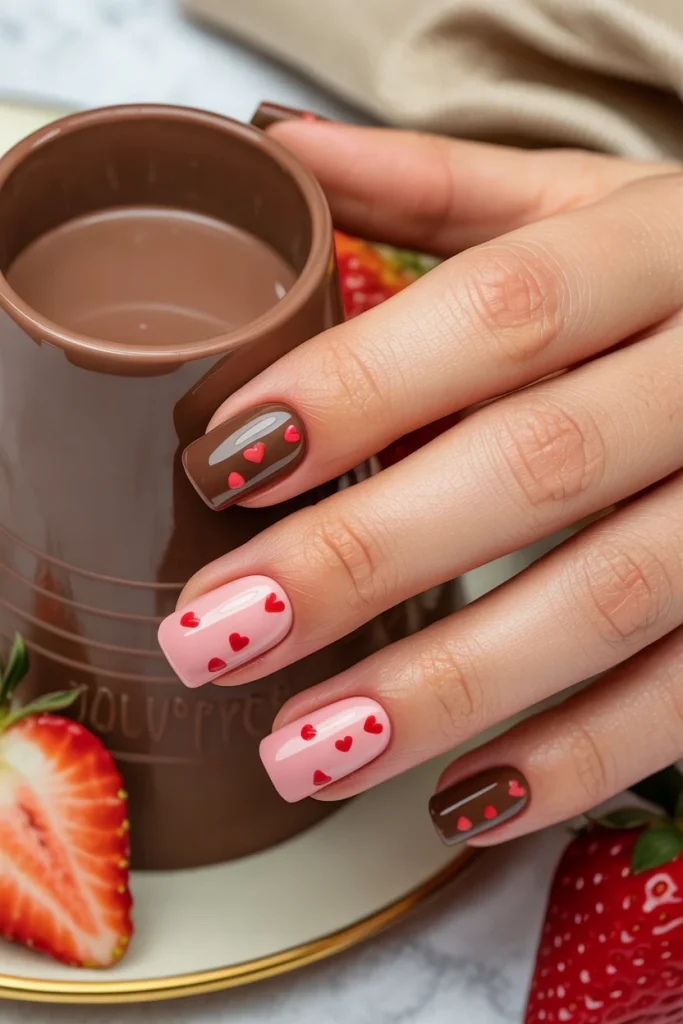 Chocolate Strawberry Nails