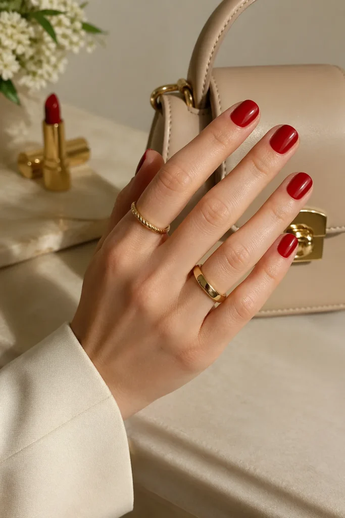 Classic Red Short Nails