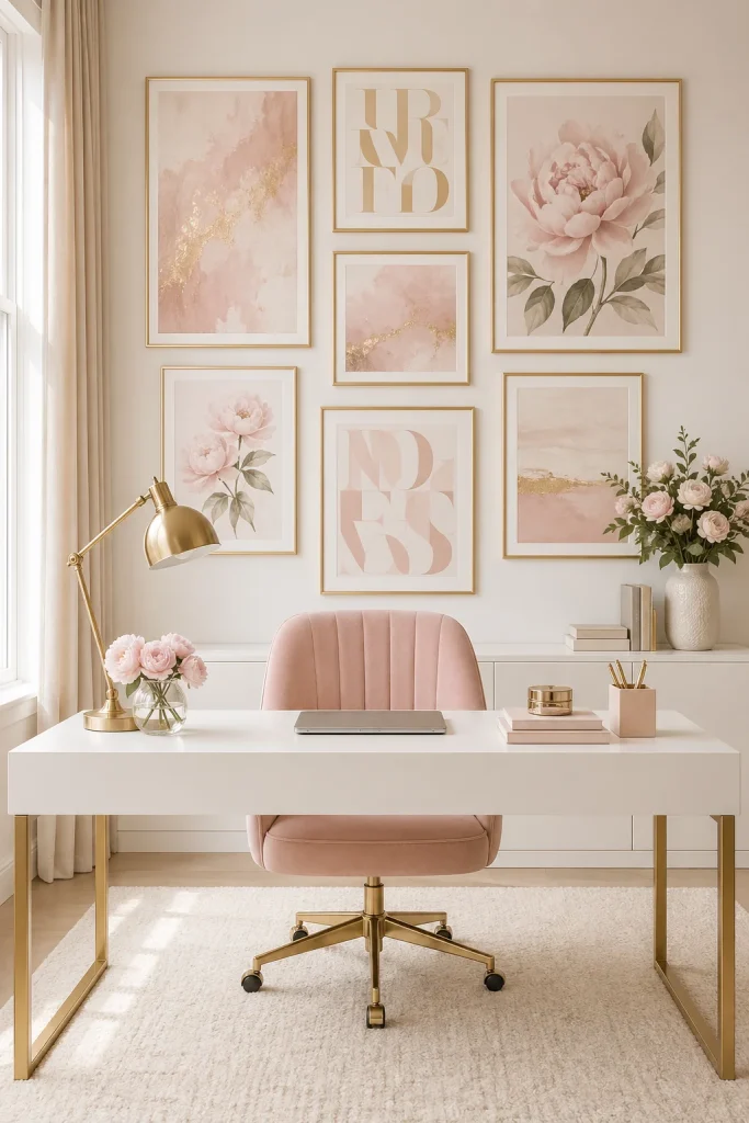 Create a Gallery Wall Behind the Desk