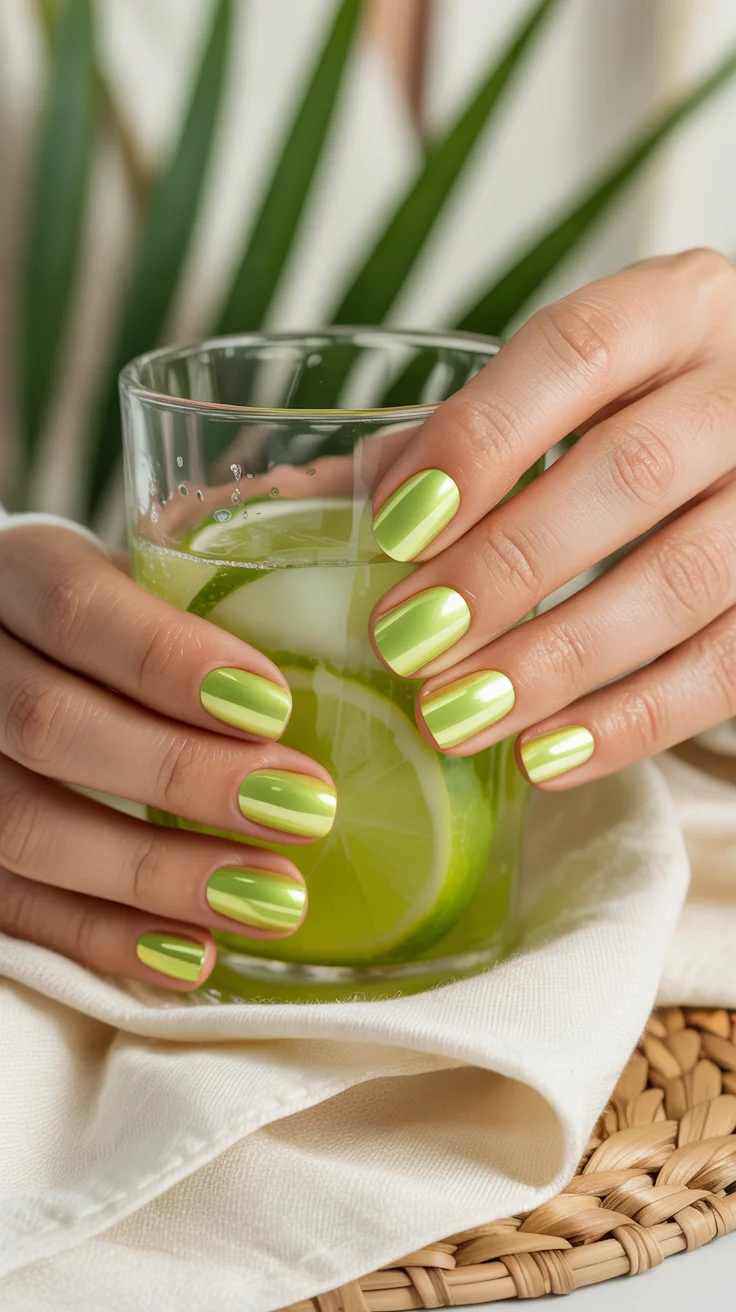 30 Chic Vacation Nail Ideas That Look Expensive on Every Getaway 10 Lime Sorbet Chrome Nails