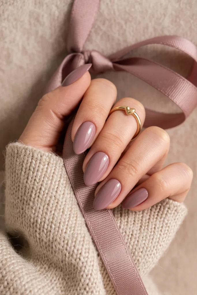 Matte Mauve Almond Nails