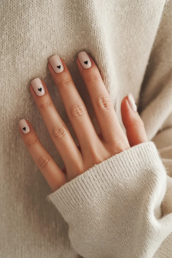 32 Elegant Valentine’s Day Nail Ideas for a Chic Romantic Manicure 13 Minimal Black Heart Nails