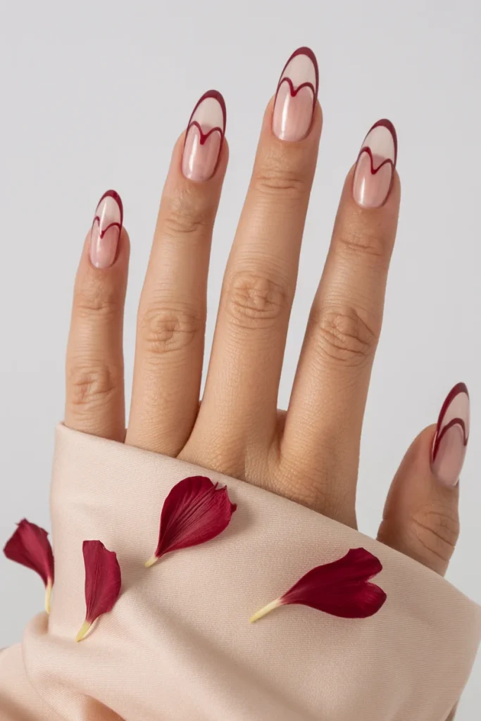 32 Elegant Valentine’s Day Nail Ideas for a Chic Romantic Manicure 11 Negative Space Heart Nails