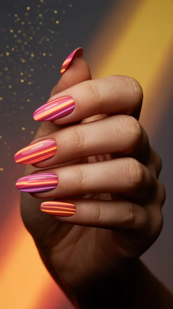 Neon Cat Eye Nails