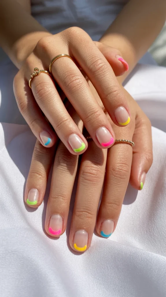 Neon Minimal Dot Nails