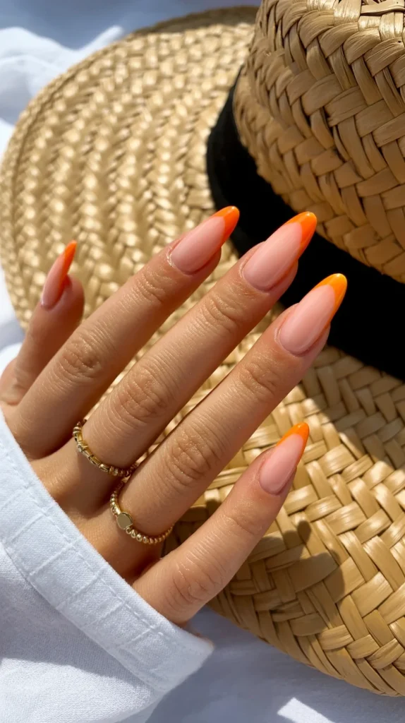 Neon Orange Ombre Nails
