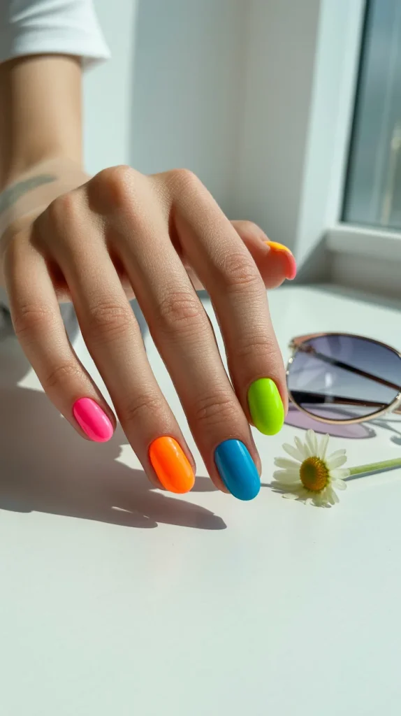 Neon Skittle Nails