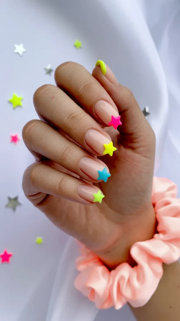 Neon Star Nails