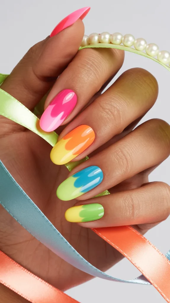 Neon Tie Dye Nails