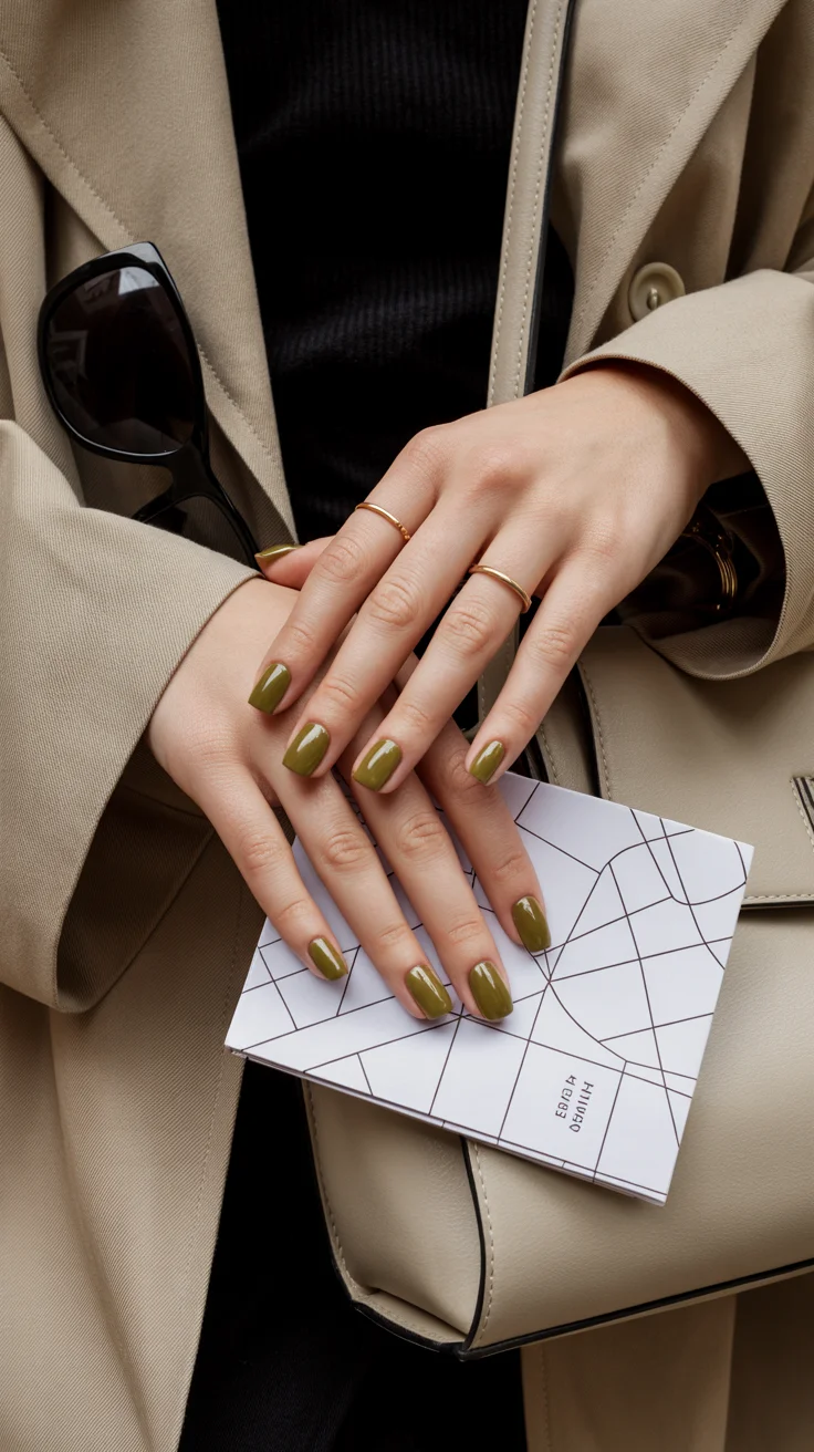 30 Chic Vacation Nail Ideas That Look Expensive on Every Getaway 14 Olive Short Square Nails