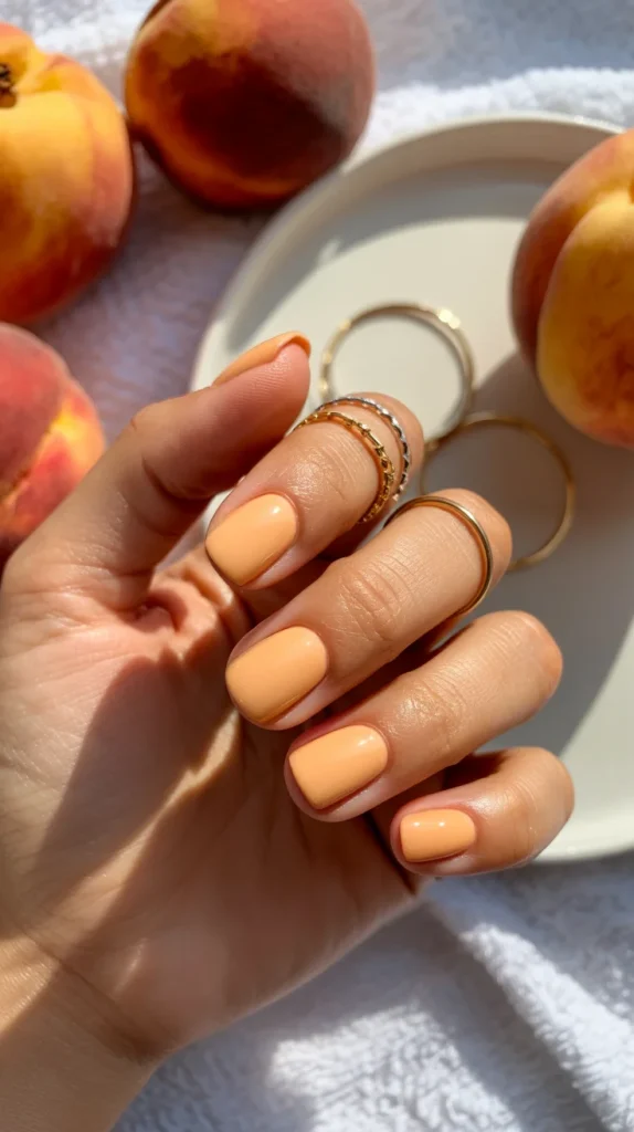 27 Classy Short Nail Ideas for Summer That Look Fresh and Polished 6 Peach Sorbet Short Nails