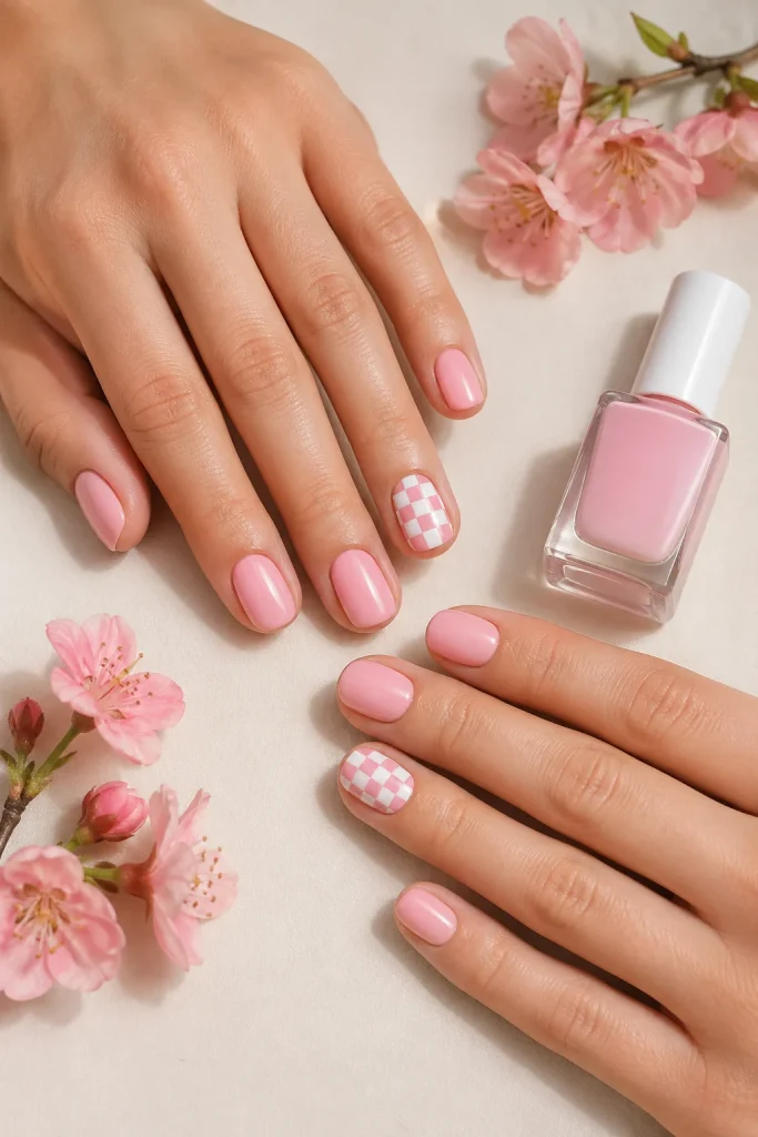 Pink and White Checker Accent