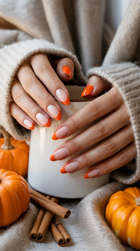 Pumpkin Spice French Tips 1