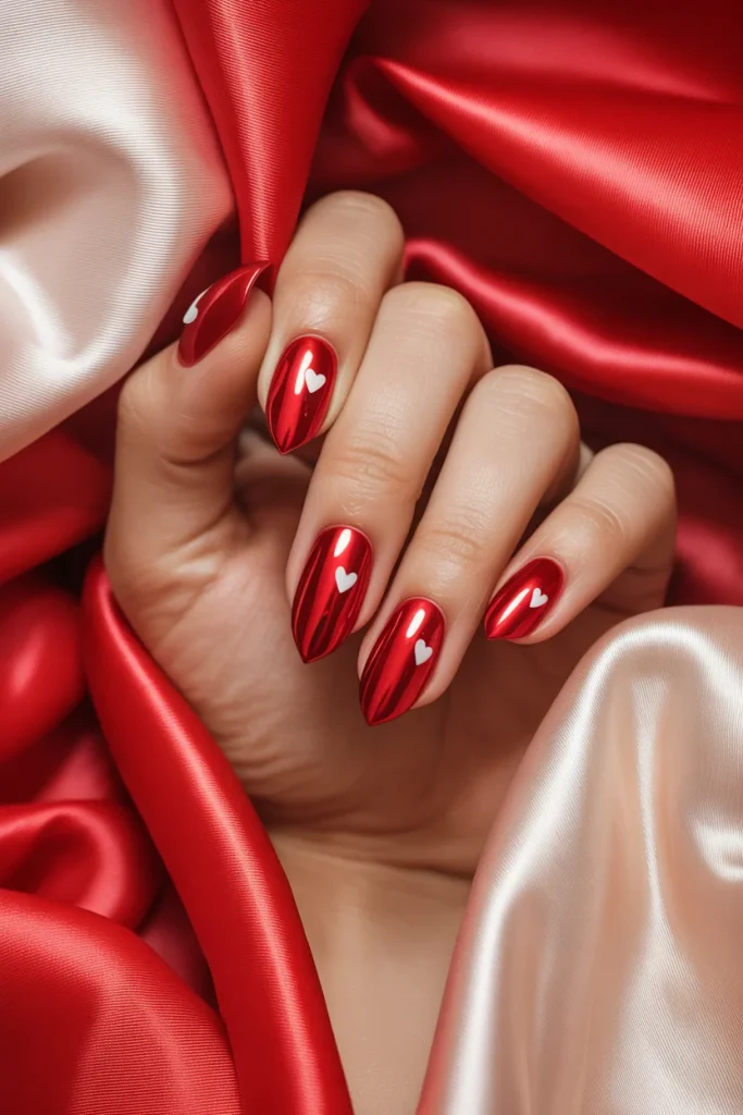 Red Chrome Love Nails