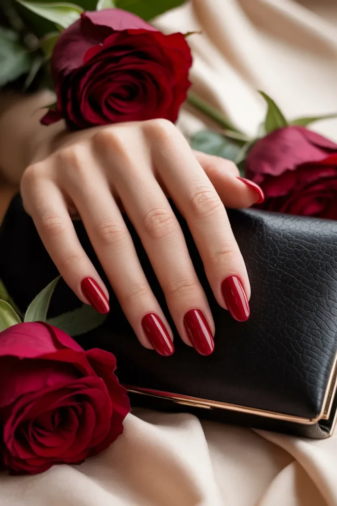 32 Elegant Valentine’s Day Nail Ideas for a Chic Romantic Manicure 15 Red Velvet Almond Nails