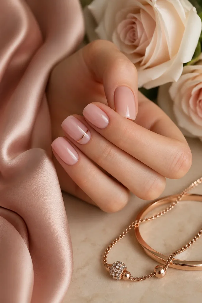 Rose Gold Accent Nails