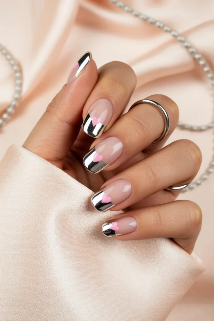 Silver Heart Chrome Tips