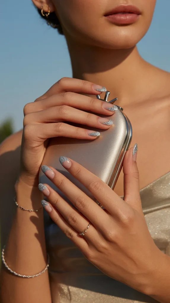 Silver Sparkle Half Moons