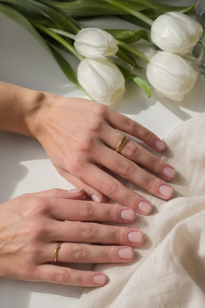 Soft Sage Micro French Nails
